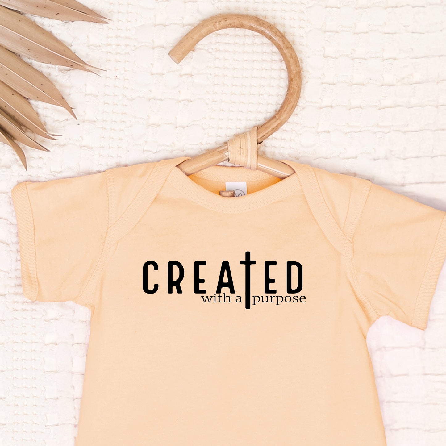 Created With a Purpose (infant)- Single Color (black)- 4.5” wide Screen Print Transfer