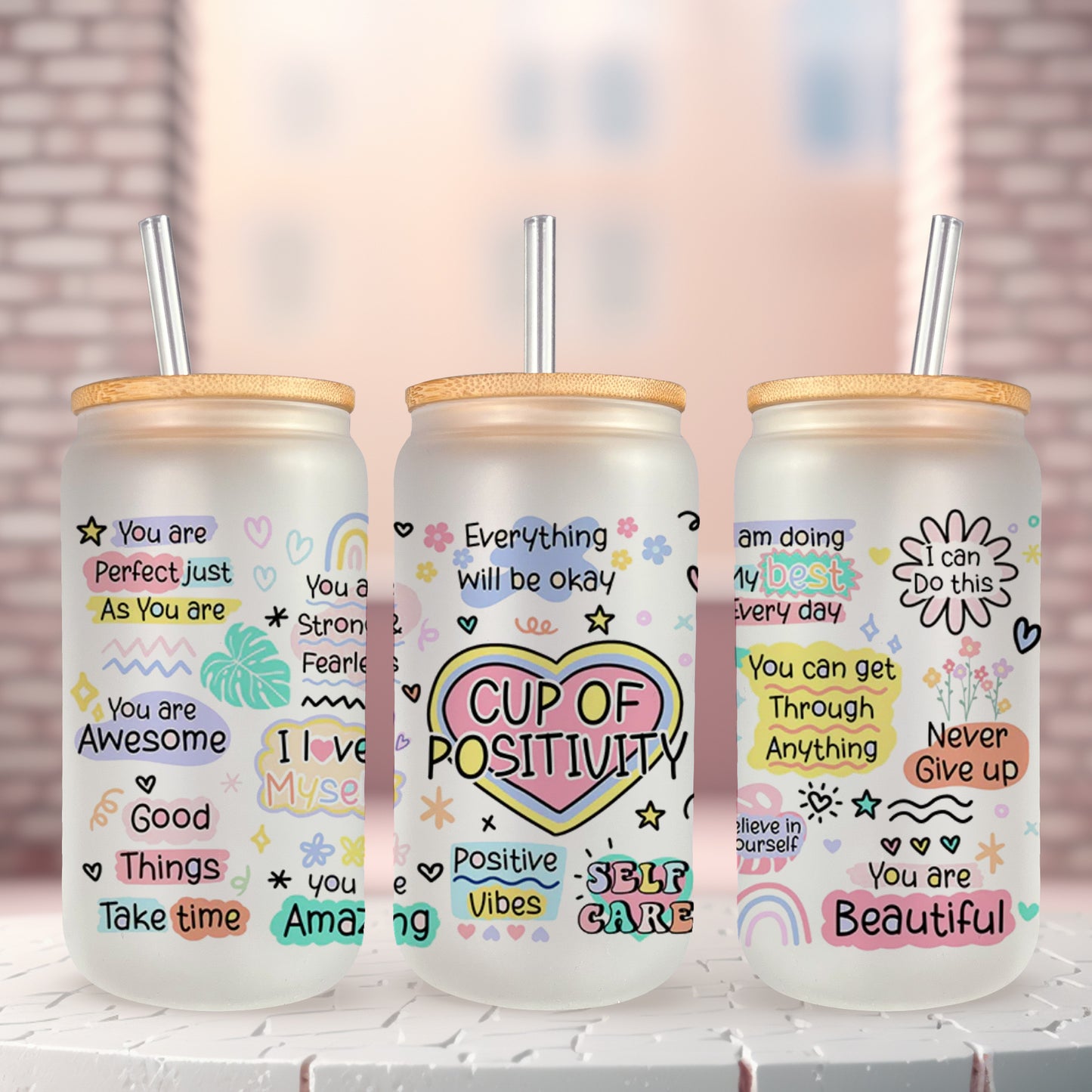 Cup of Positivity UV DTF- 16oz Cup Wrap