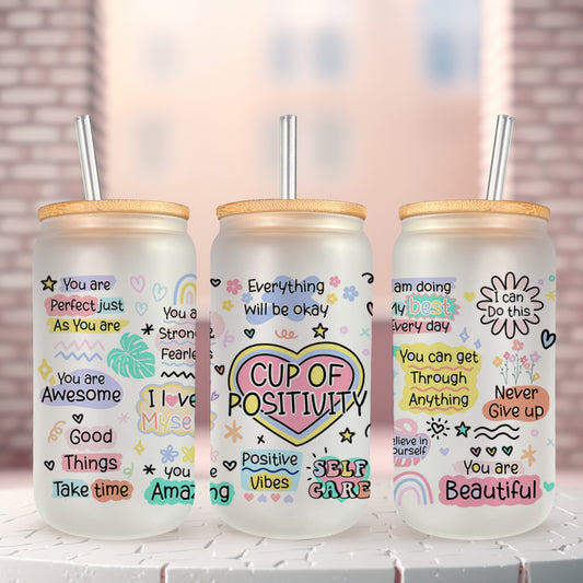 Cup of Positivity UV DTF- 16oz Cup Wrap