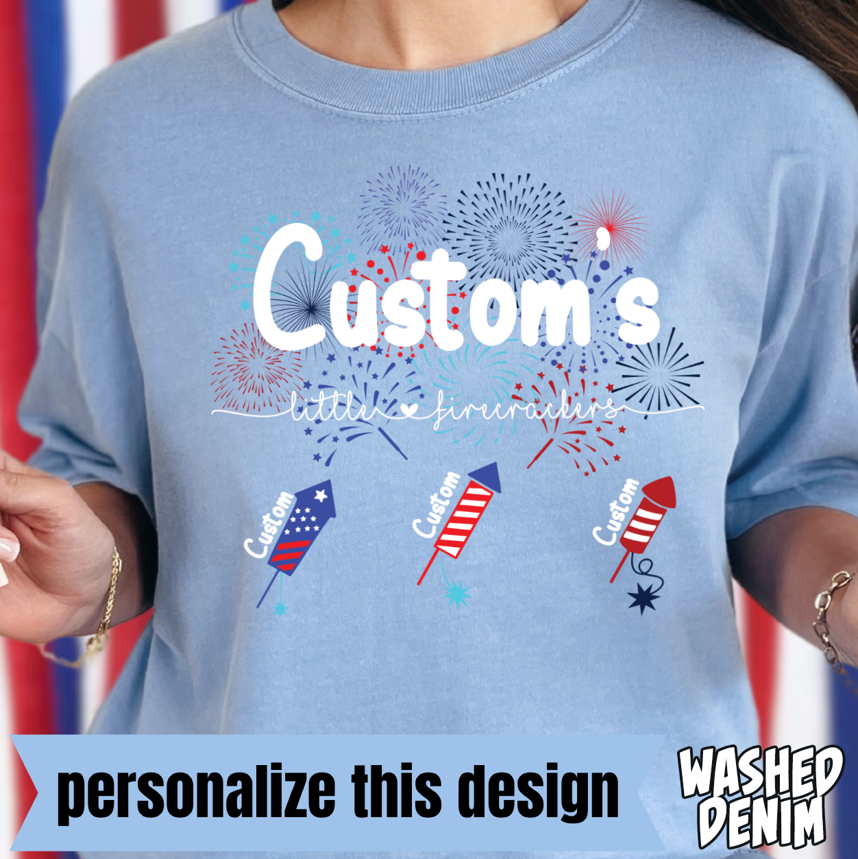 **PERSONALIZED** Little Firecrackers- Full Color DTF Transfer