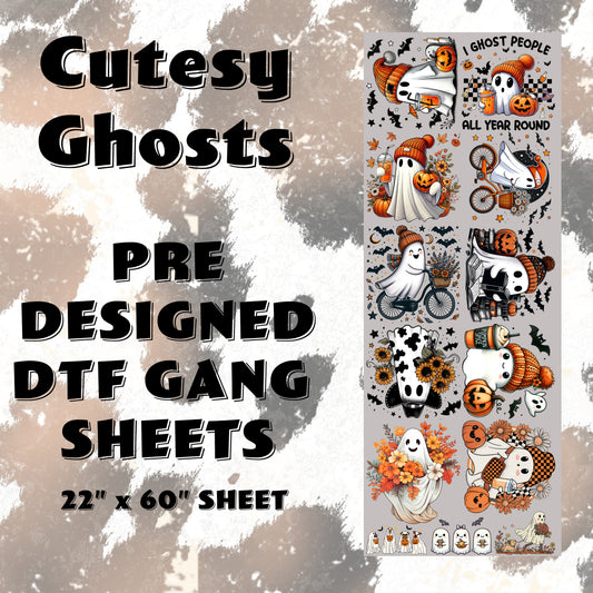 Cutesy Ghosts- Pre Designed DTF Gang Sheet- 22" x 60"