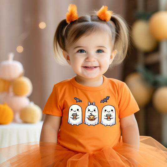 Cutesy Coffee Ghosts (toddler)- 7" wide DTF Transfer