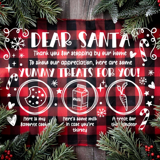 Dear Santa Placemat- Single Color (white)- 12.5" wide Plastisol Screen Print Transfer