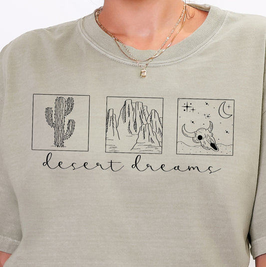 Desert Dreams- Single Color (black)- 11.5” wide Screen Print Transfer