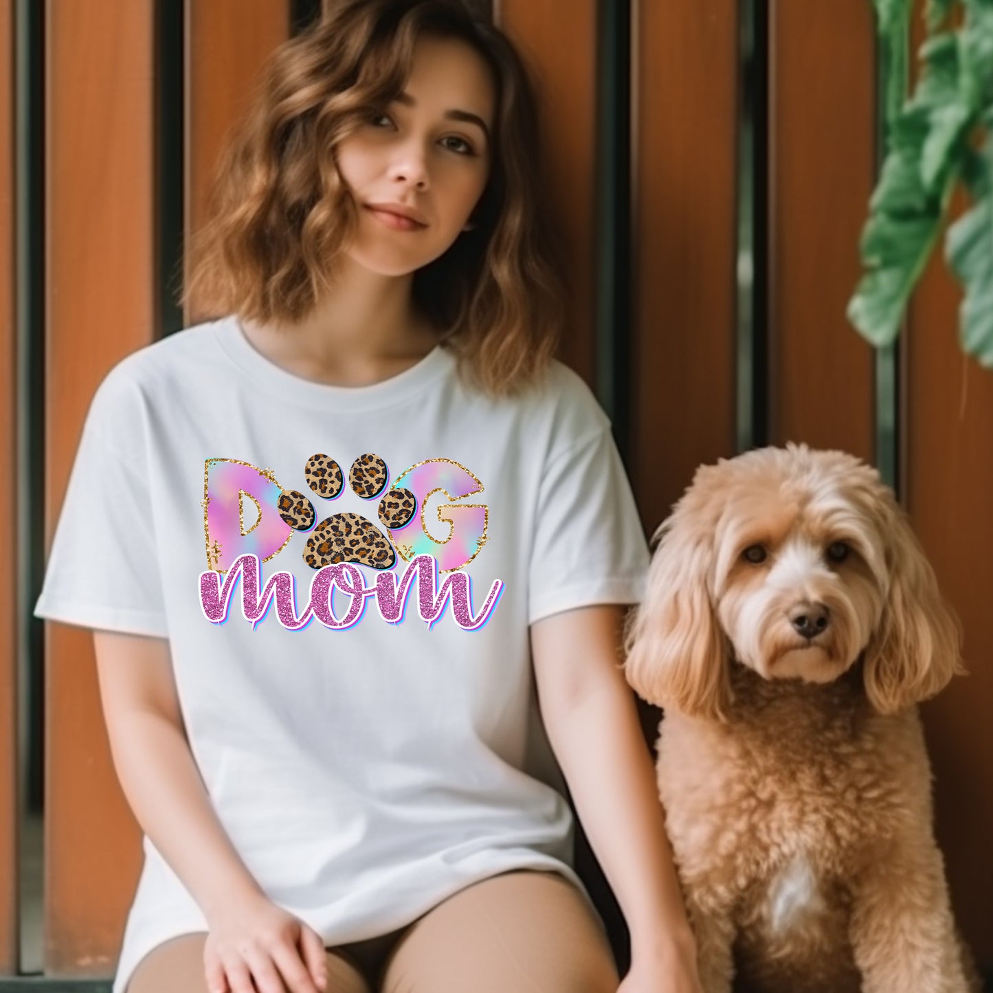 Dog Mom *full color matte clear film*- 11.5" wide Plastisol Screen Print Transfer