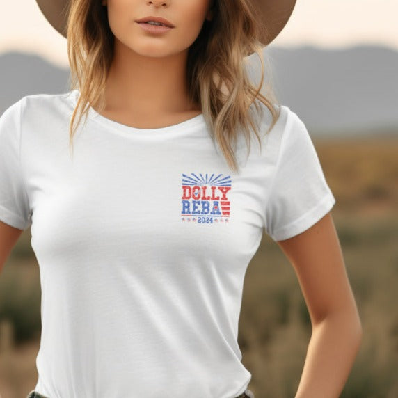 Dolly + Reba 2024 (Pocket/Koozie)- *full color matte clear film*- 3" wide Plastisol Screen Print Transfer