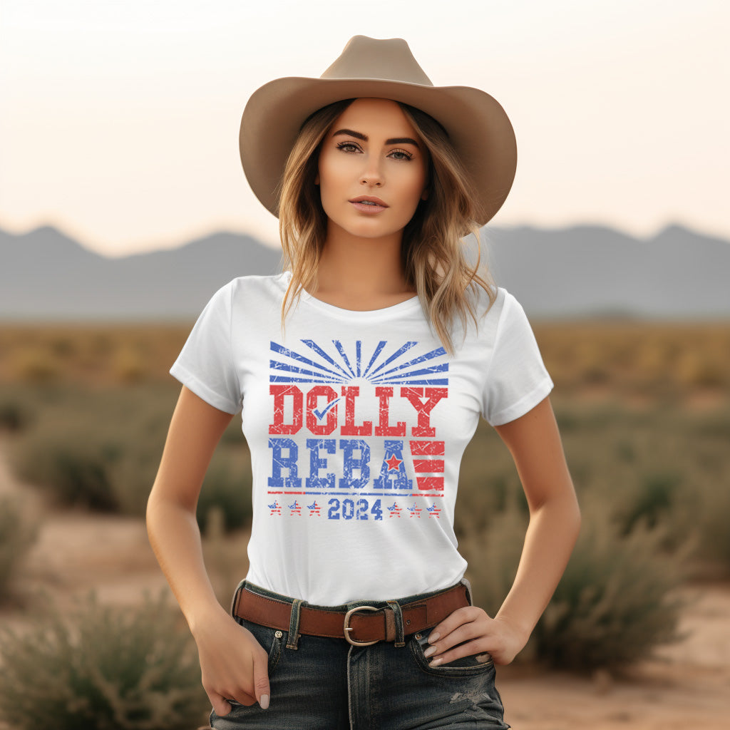 Dolly + Reba 2024- *full color matte clear film*- 11.5" wide Plastisol Screen Print Transfer