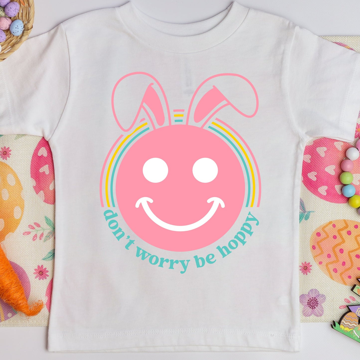 Don't Worry, Be Hoppy (Toddler) *full color matte clear film*- 6" wide Plastisol Screen Print Transfer