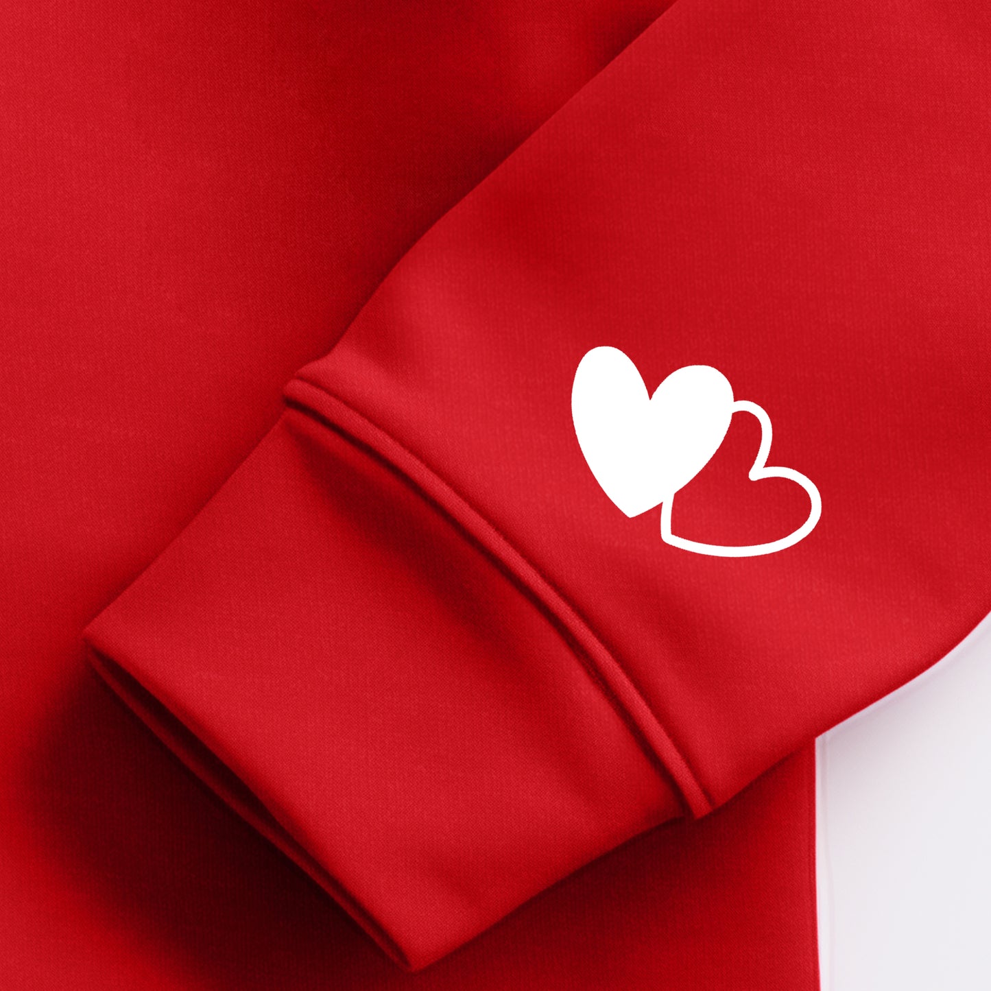 Double Heart *Set of 2* (Pocket/Sleeve)- Single Color (white)- 2" wide Plastisol Screen Print Transfer