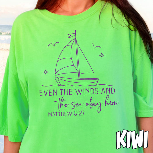 Even the Winds and the Seas Obey Him- Single Color DTF Transfer