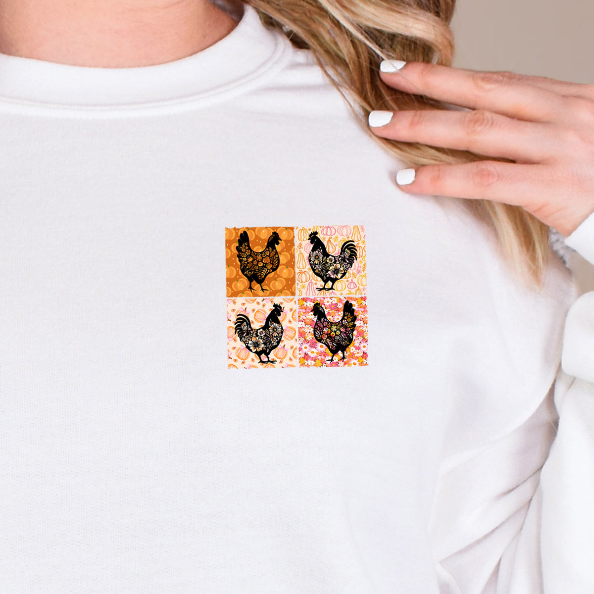 Fall Chickens (pocket)- 3.2" wide DTF Transfer