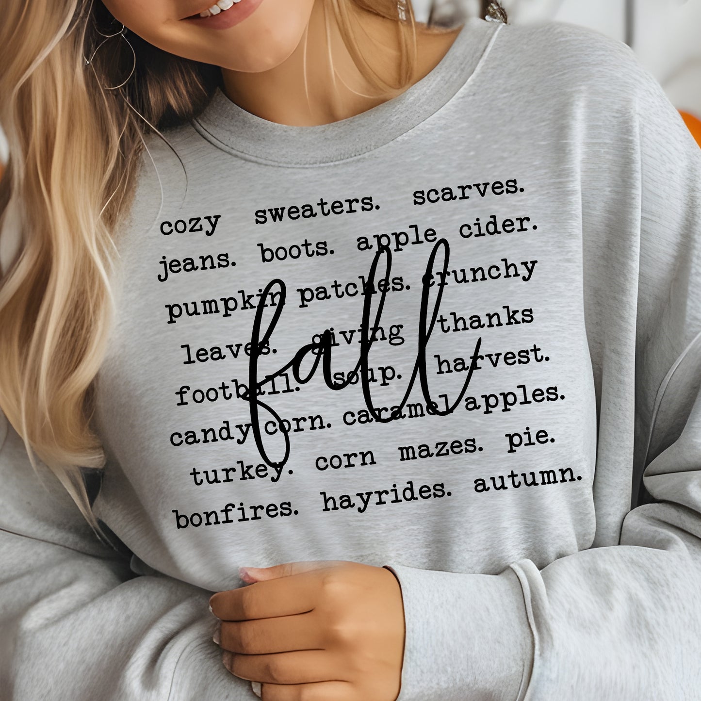 Fall Word Collage- Single Color (black)- 11.5" wide Screen Print Transfer