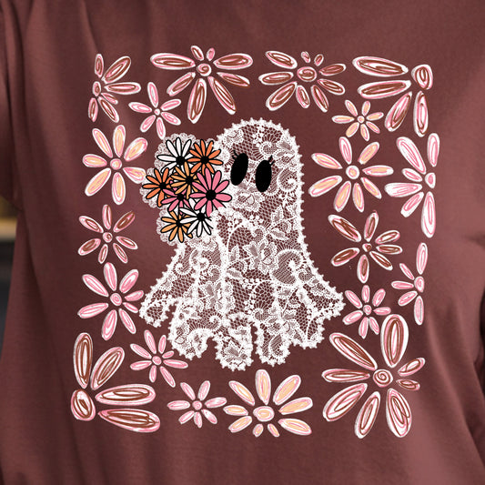 Floral Lace Ghost- 11” wide DTF Transfer
