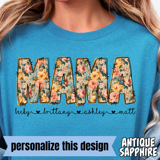 **PERSONALIZED** Floral Mama- Full Color DTF Transfer