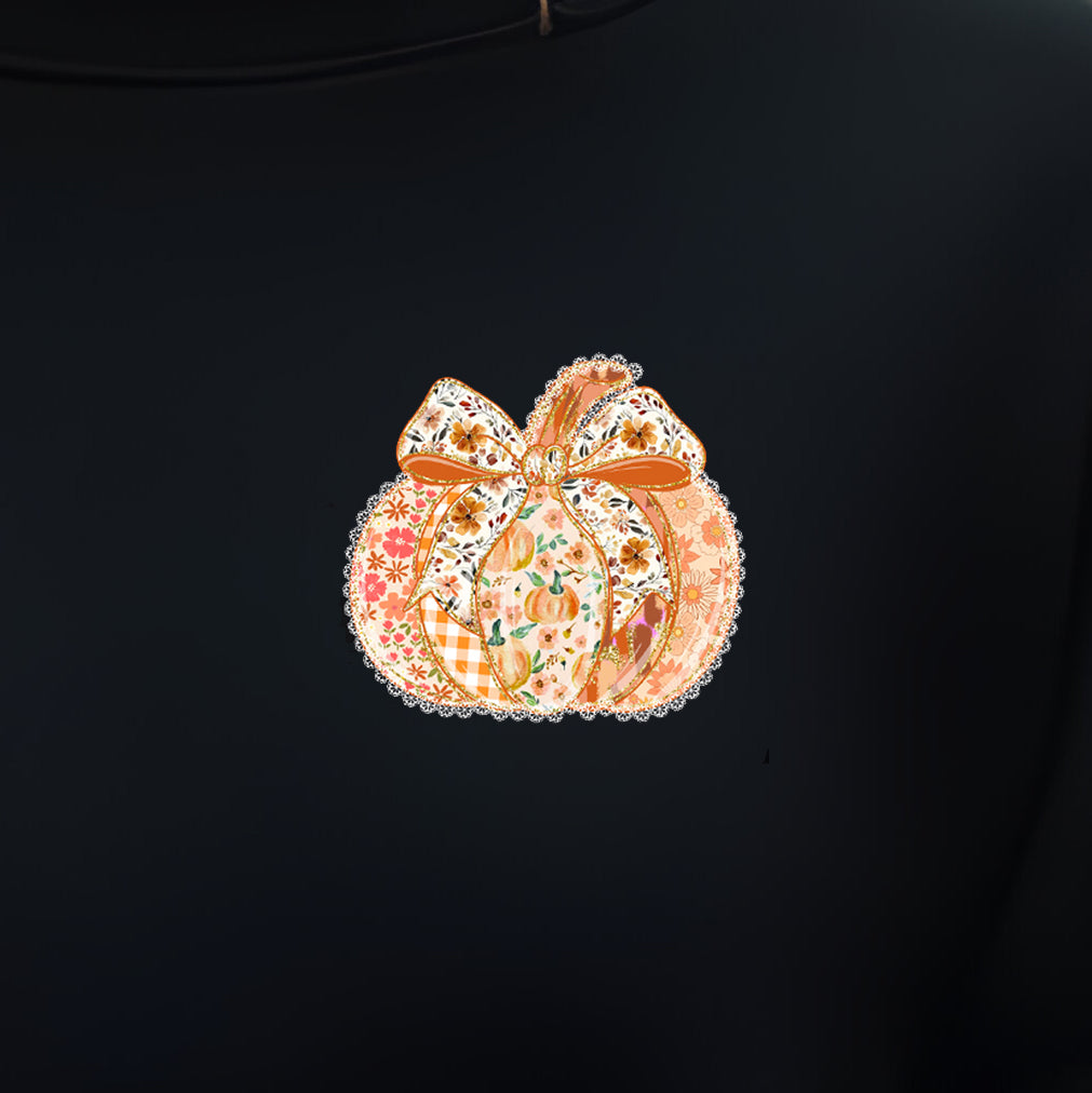 Floral Pumpkin Lace (pocket)- 3.1" wide DTF Transfer