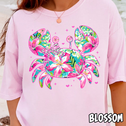 Tropical Flower Crab-Full Color DTF Transfer