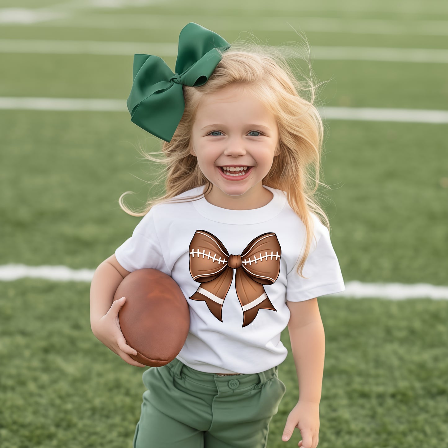 Coquette Football Bow (Toddler) *full color matte clear film*- 7" wide Plastisol Screen Print Transfer