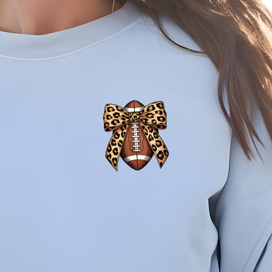 Cheetah Bow Football (pocket)- 3.2” wide DTF Transfer