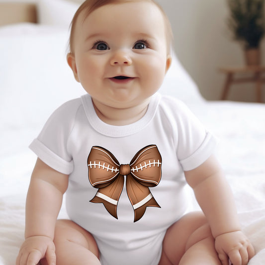 Coquette Football Bow (infant) *full color matte clear film*- 4.5" wide Plastisol Screen Print Transfer