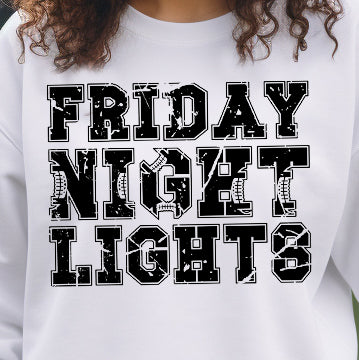 Friday Night Lights- Single Color (black)- 11.5” wide Single Color Transfer