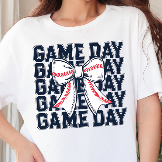 Game Day Baseball Coquette Tee - White