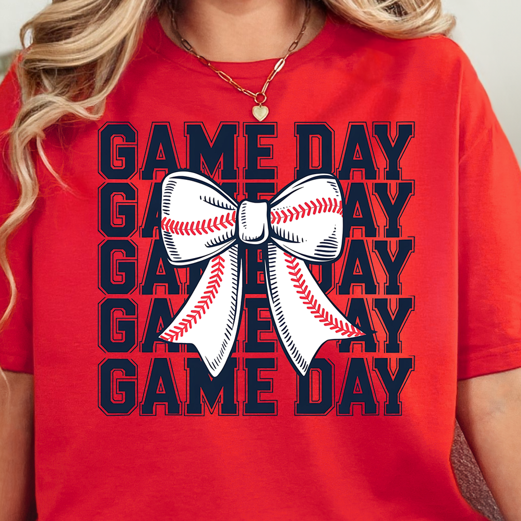 Game Day Baseball Coquette Tee - Red