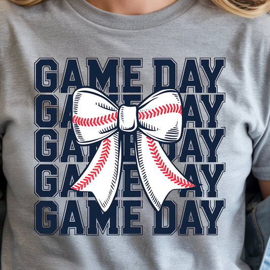 Game Day Baseball Coquette Tee - Sport Grey