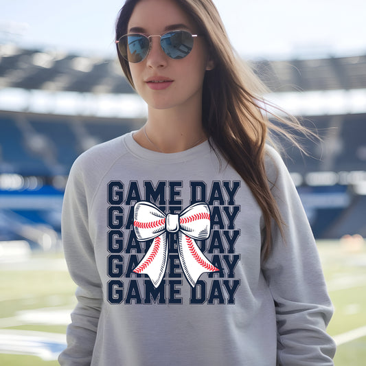 **PREORDER** Baseball Game Day Bow- 11" wide DTF Transfer