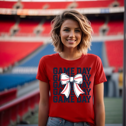 Game Day Baseball Coquette Tee - Red
