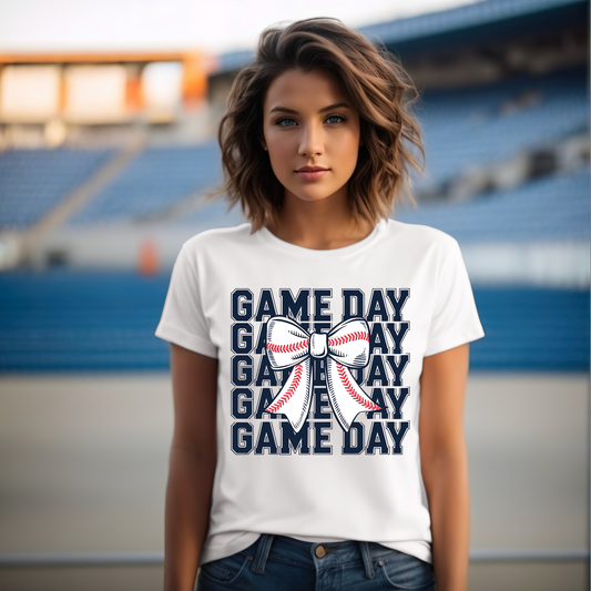 Game Day Baseball Coquette Tee - White
