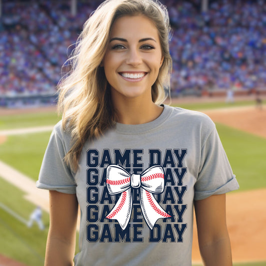 Game Day Baseball Coquette Tee - Grey