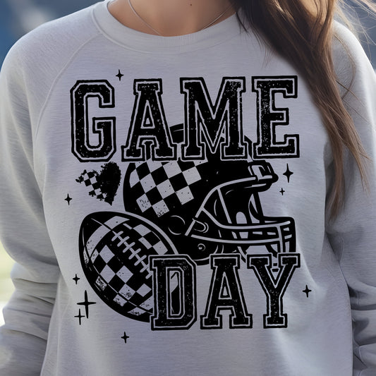 Football Game Day- Single Color (black)- 11.5” wide Single Color Transfer