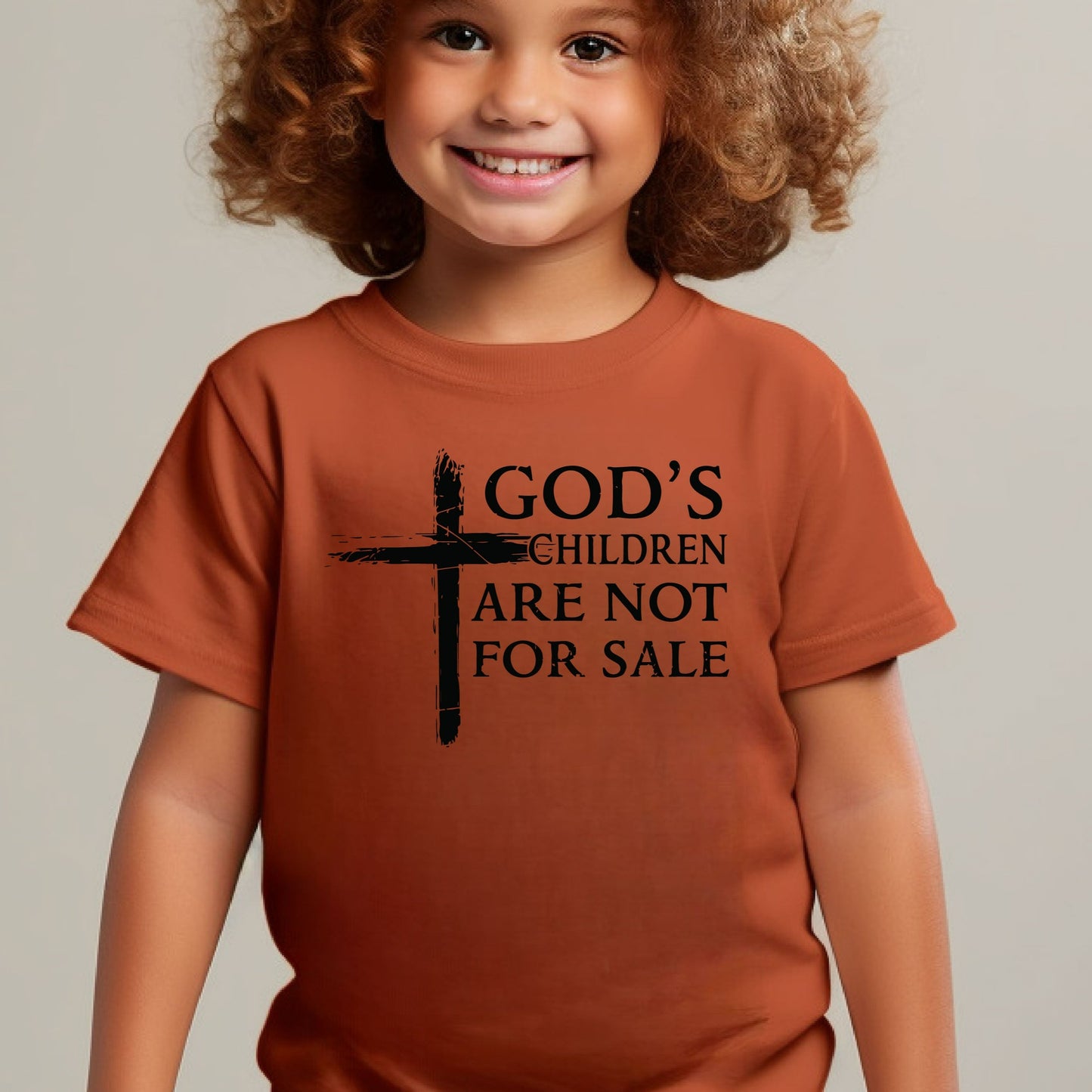 God's Children Are Not For Sale (Toddler with matching pocket)- Single Color (black)- 6" wide Plastisol Screen Print Transfer