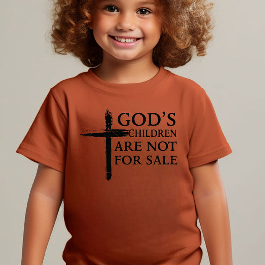 God's Children Are Not For Sale (Toddler with matching pocket)- Single Color (black)- 6" wide Plastisol Screen Print Transfer