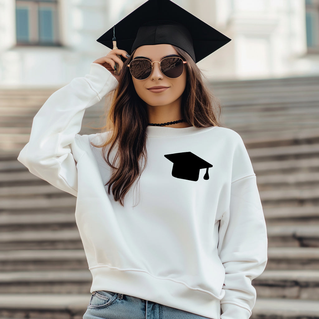 Graduation Cap (Oversized Pocket/Koozie)- Single Color (black)- 4.75" wide Plastisol Screen Print Transfer