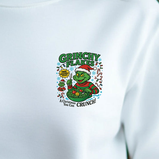 Grinchy Flakes (pocket/hat)- 3.2" wide DTF Transfer