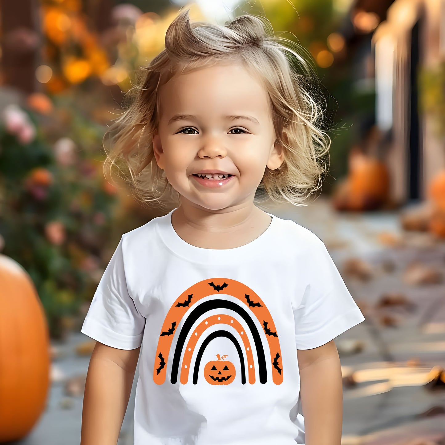 Halloween Rainbow (toddler) *full color matte clear film*- 7" wide Plastisol Screen Print Transfer