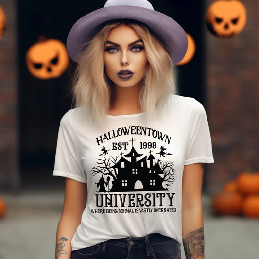 Halloweentown University, Where Being Normal is Vastly Overrated- Single Color (black)- 11.5" wide Plastisol Screen Print Transfer