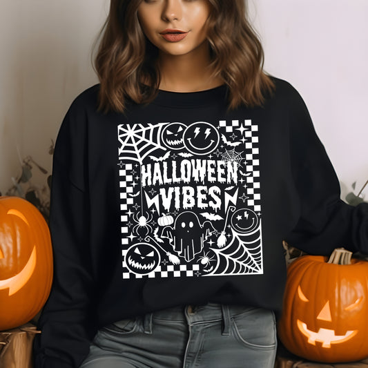 Halloween Vibes- Single Color (white)- 11.5" wide Plastisol Screen Print Transfer