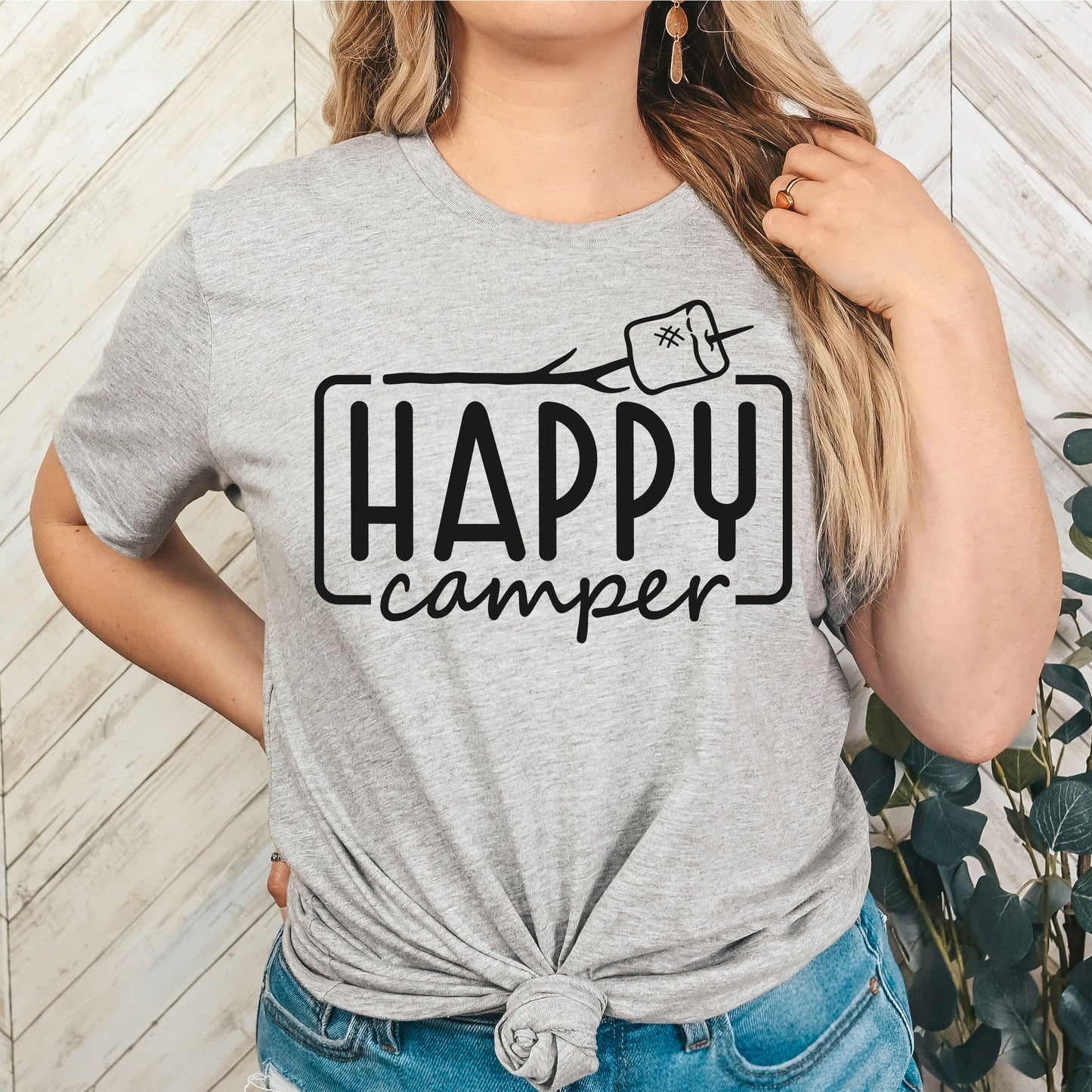 Happy Camper- Single Color (black)- 11" wide Plastisol Screen Print Transfer