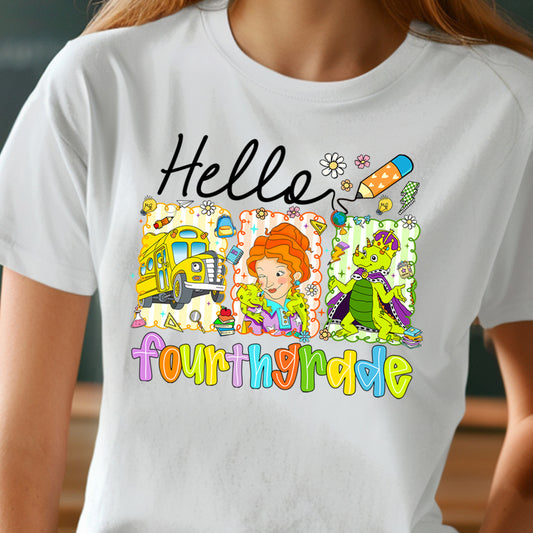 Hello Fourth Grade Miss Frizz- 11" wide DTF Transfer