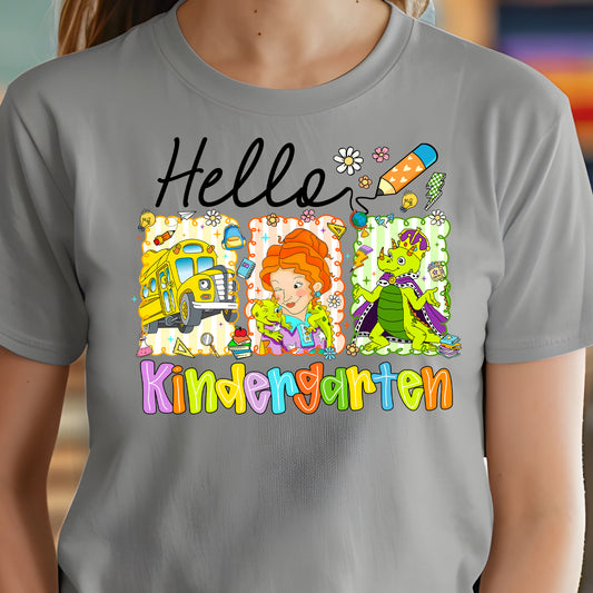 Hello Kindergarten Miss Frizz- 11" wide DTF Transfer