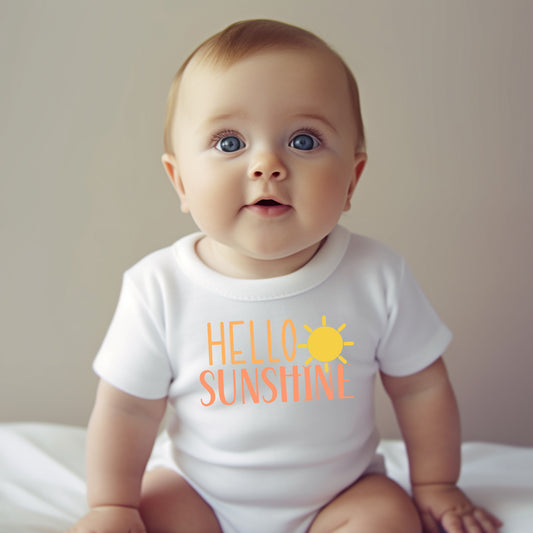 Hello Sunshine (infant) *full color matte clear film*- 4.5" wide Plastisol Screen Print Transfer