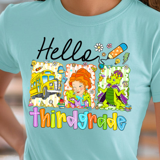 Hello Third Grade Miss Frizz- 11" wide DTF Transfer
