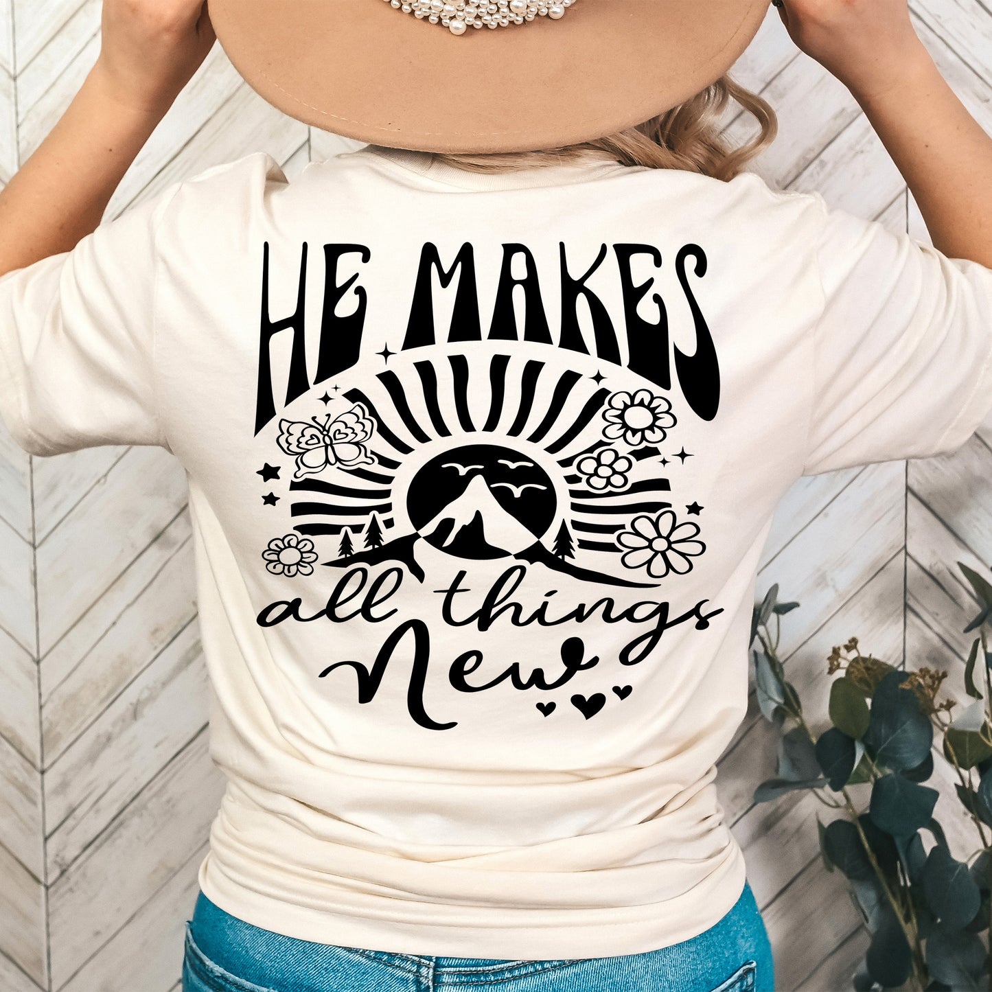 He Makes All Things New- Single Color (black)- 11.5" wide Plastisol Screen Print Transfer