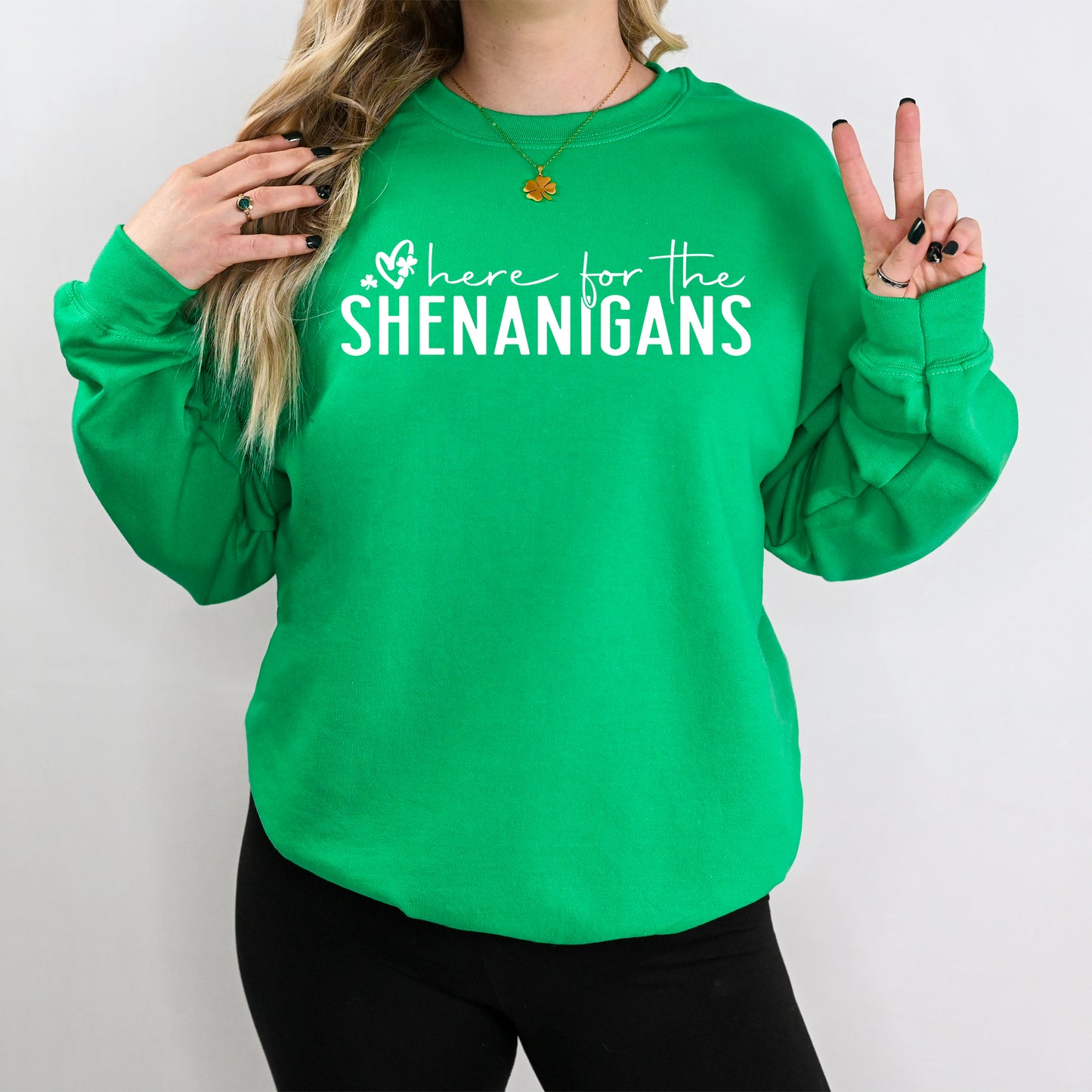 Here For the Shenanigans- Single Color (white)- 11.5" Screen Print Transfer