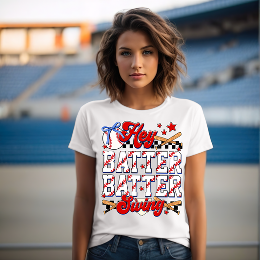 Hey Batter Batter Swing Tee - White