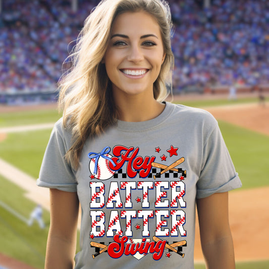 Hey Batter Batter Swing Tee - Grey