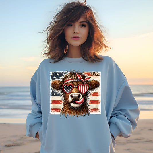 Hippie Highland Cow- 11” wide DTF Transfer