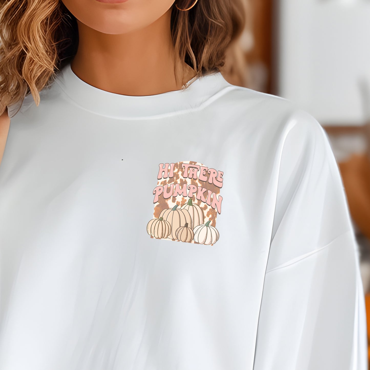 Hi There Pumpkin (pocket)- 3.1" wide DTF Transfer